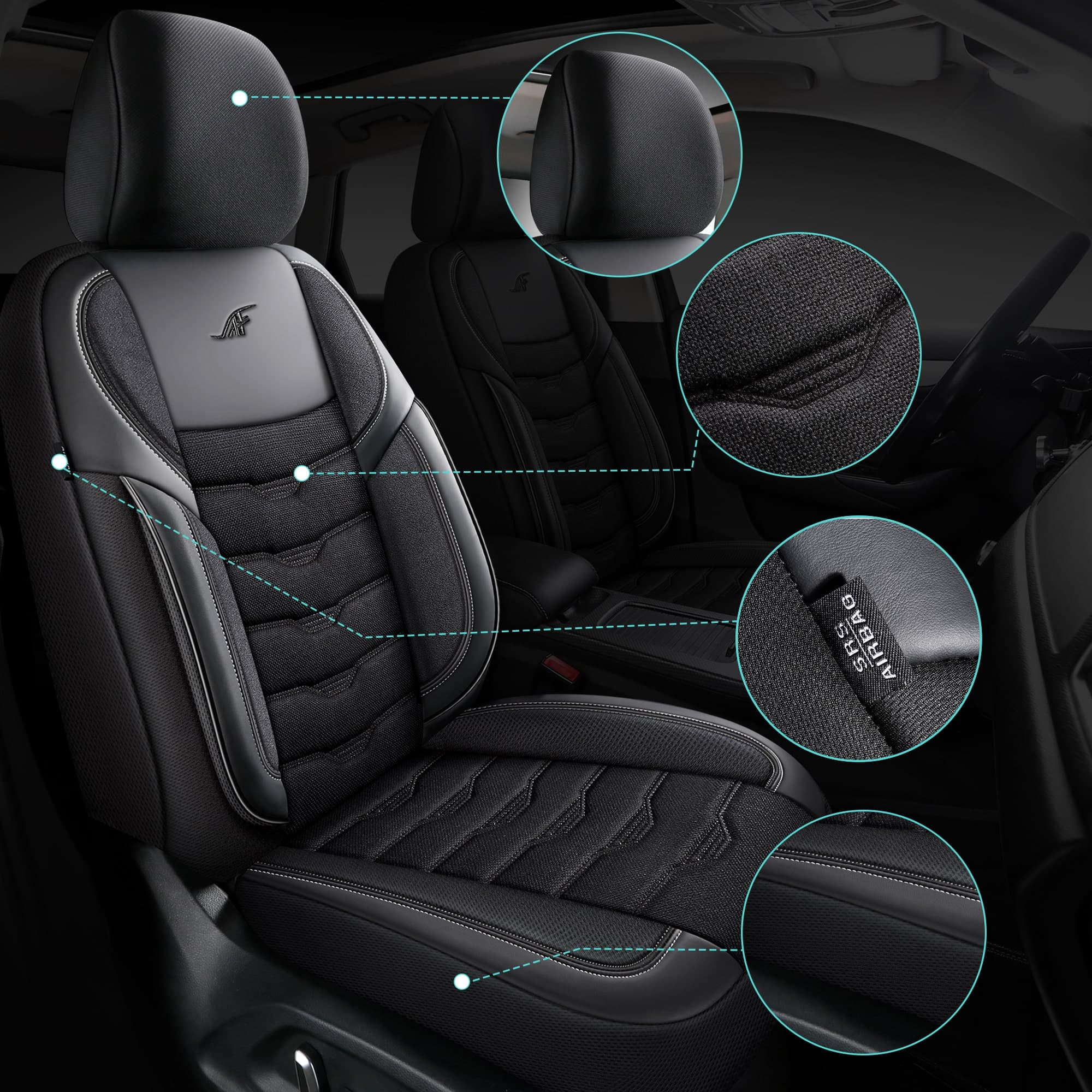 Autositzbezüge für BMW 5 serie E60 & E61 | Komplettset für die Vordersitze | AID-Serie 2