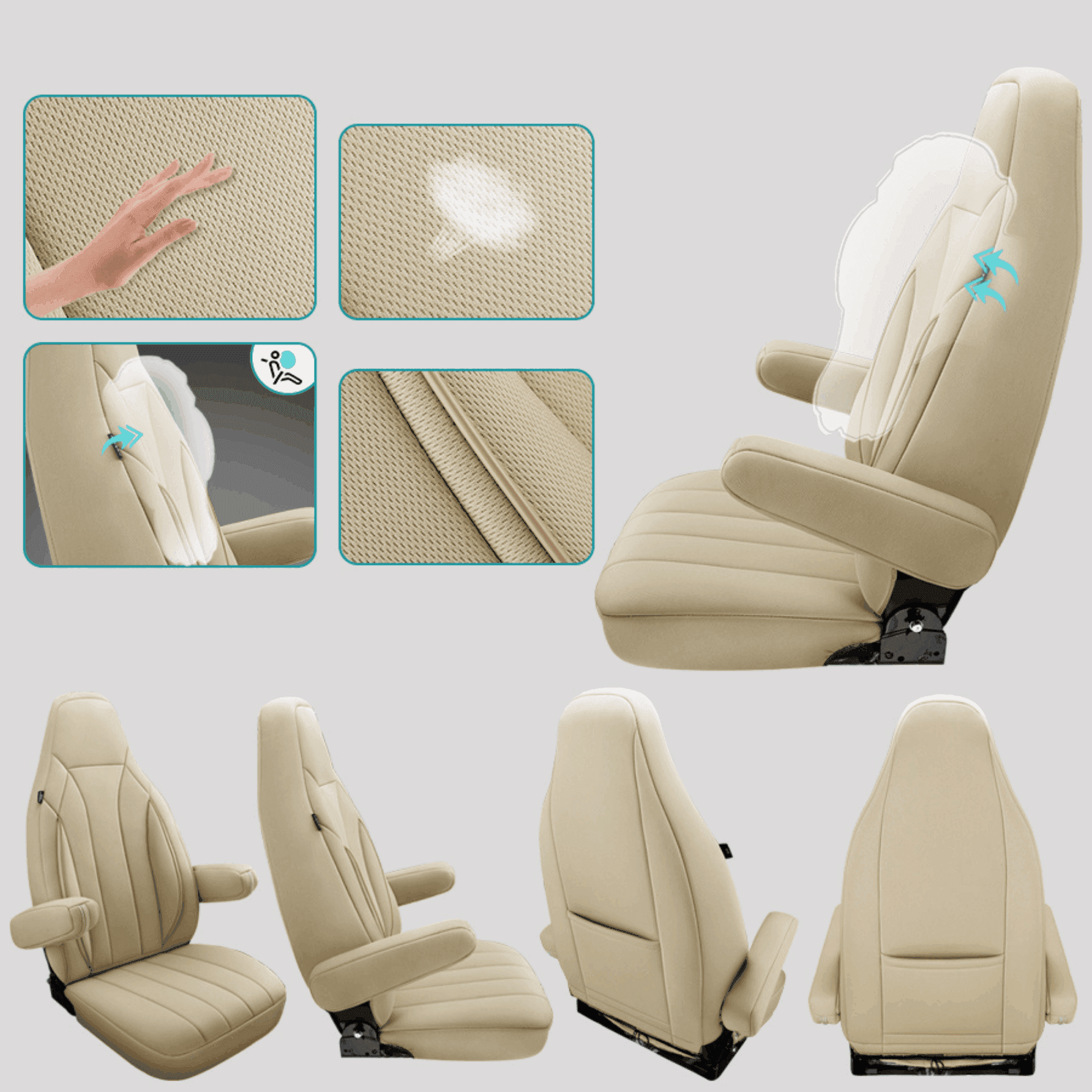 Camper stoelhoezen voor Adria Supersonic | Met armleuning hoezen | Set van 2 | CIM2 Serie